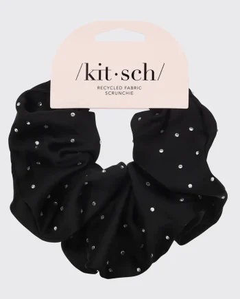 KITSCH Satin Strass Scrunchie zwart