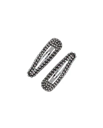 KITSCH Snap Clips Strass Hematite 2st.